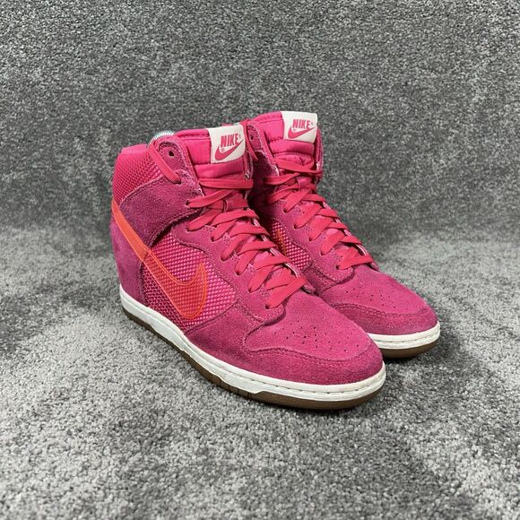 Nike Dunk Sky Hi Hidden Wedge 579763-600 Women’s Size 8 Mesh Pink Force Shoes - Picture 2 of 11